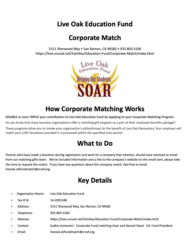 Corporate match flyer