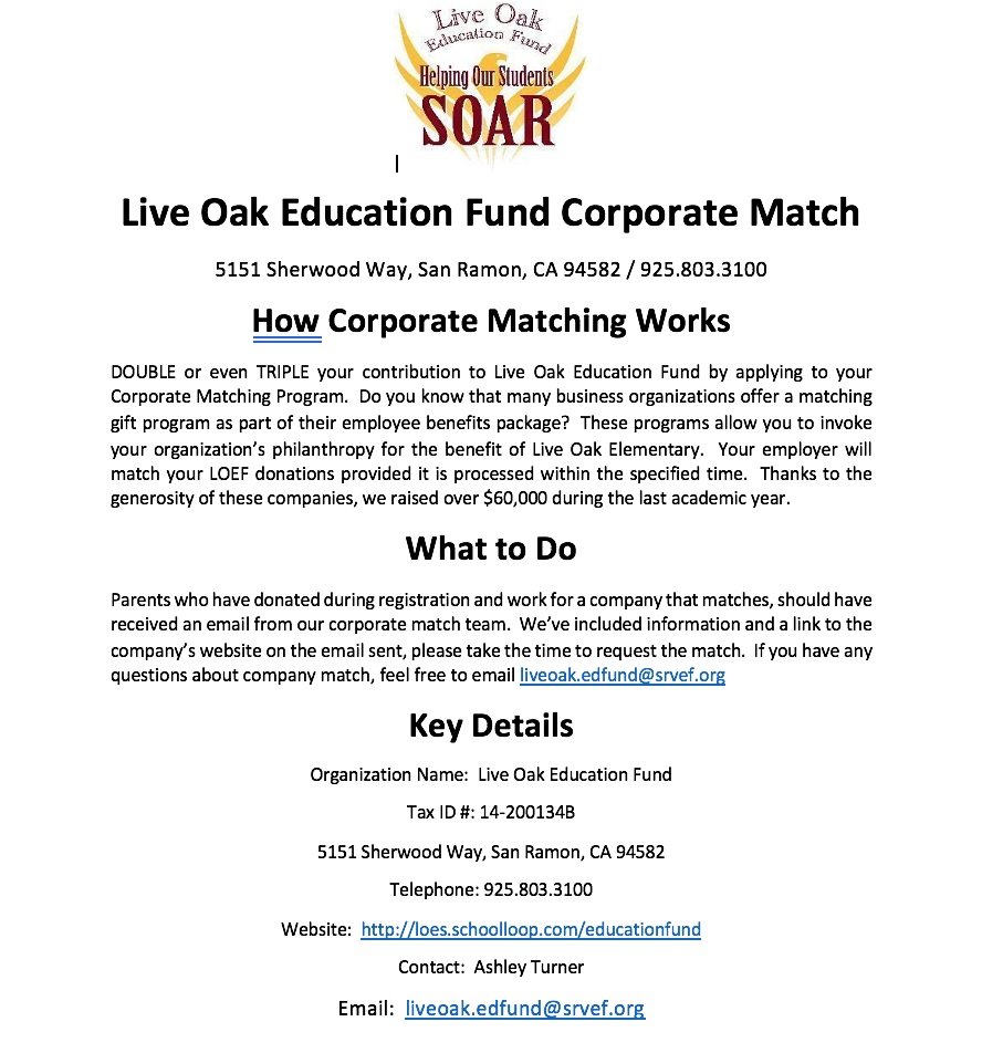 Corporate match flyer